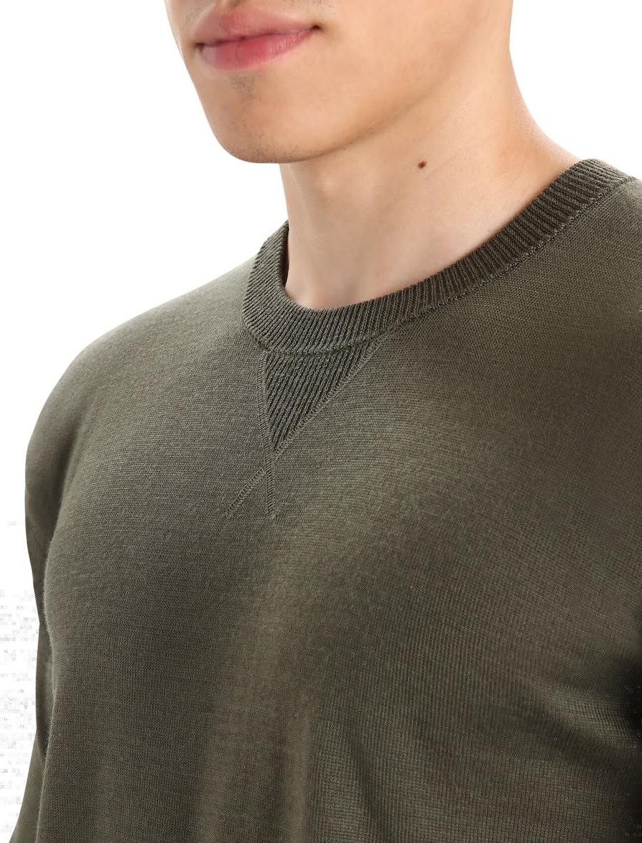 Icebreaker Cool-Lite™ Merino Nova Sweatshirt Miesten Neulepuserot Oliivinvihreä | FI 1217XYUF